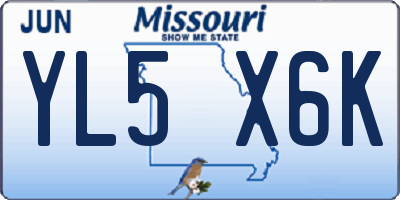 MO license plate YL5X6K