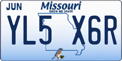 MO license plate YL5X6R
