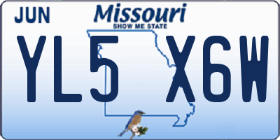 MO license plate YL5X6W