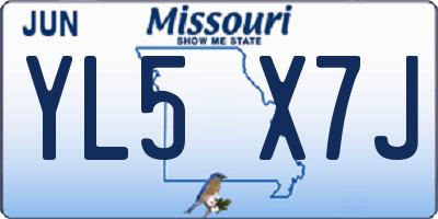 MO license plate YL5X7J