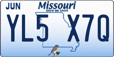 MO license plate YL5X7Q