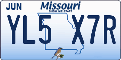 MO license plate YL5X7R