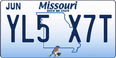 MO license plate YL5X7T