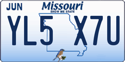 MO license plate YL5X7U
