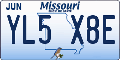 MO license plate YL5X8E
