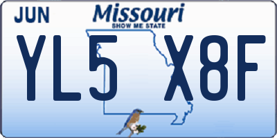 MO license plate YL5X8F