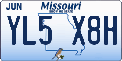 MO license plate YL5X8H