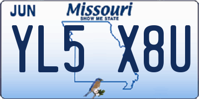 MO license plate YL5X8U