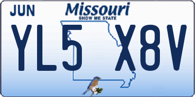 MO license plate YL5X8V