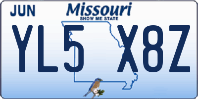 MO license plate YL5X8Z
