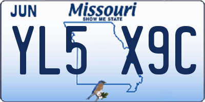 MO license plate YL5X9C