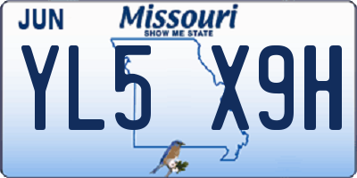 MO license plate YL5X9H