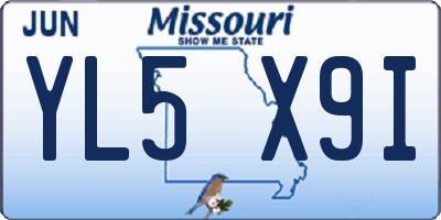 MO license plate YL5X9I