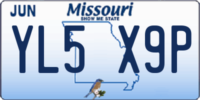 MO license plate YL5X9P