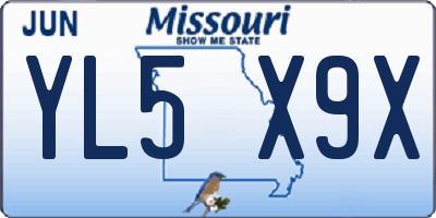 MO license plate YL5X9X