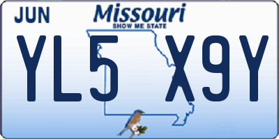 MO license plate YL5X9Y