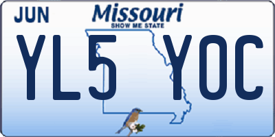 MO license plate YL5Y0C