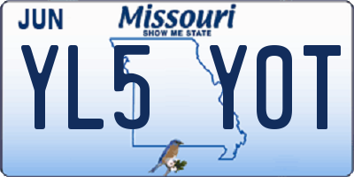 MO license plate YL5Y0T