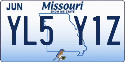 MO license plate YL5Y1Z