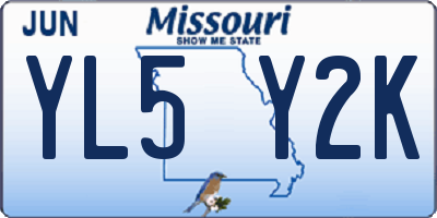 MO license plate YL5Y2K
