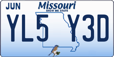 MO license plate YL5Y3D
