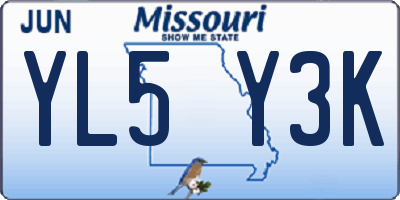 MO license plate YL5Y3K