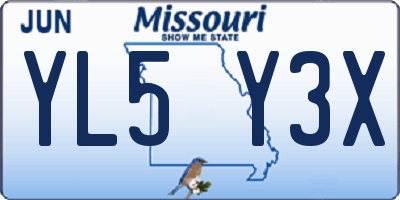 MO license plate YL5Y3X