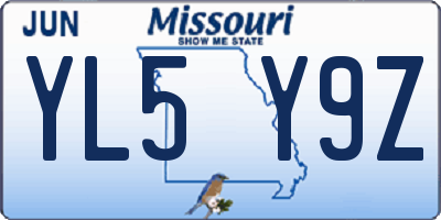 MO license plate YL5Y9Z