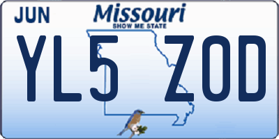 MO license plate YL5Z0D