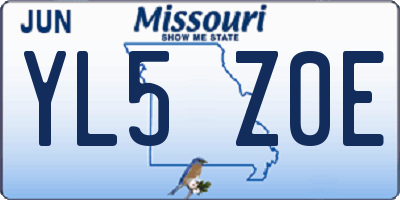 MO license plate YL5Z0E