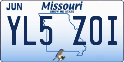 MO license plate YL5Z0I