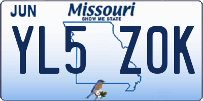 MO license plate YL5Z0K