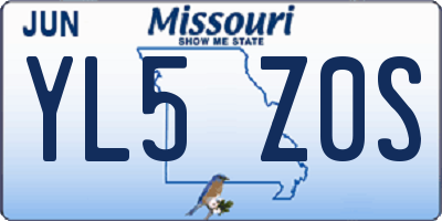 MO license plate YL5Z0S