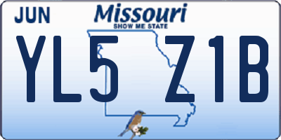 MO license plate YL5Z1B