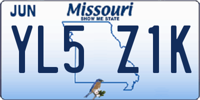 MO license plate YL5Z1K