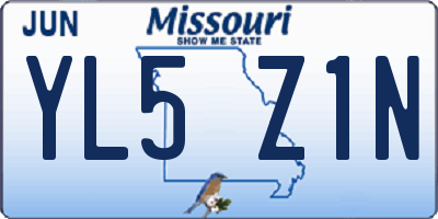 MO license plate YL5Z1N