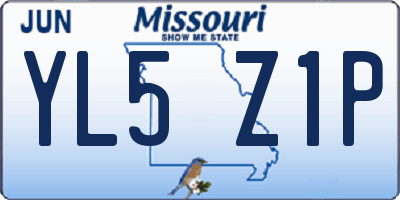 MO license plate YL5Z1P