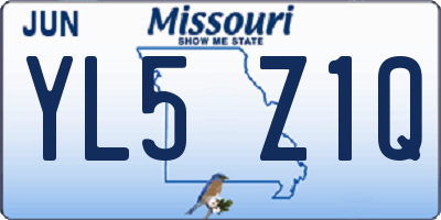 MO license plate YL5Z1Q