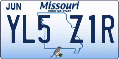 MO license plate YL5Z1R