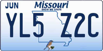 MO license plate YL5Z2C