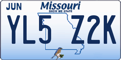 MO license plate YL5Z2K