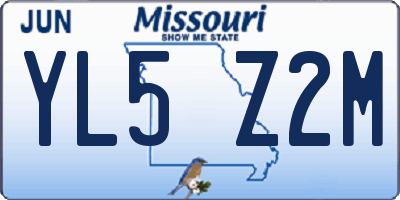 MO license plate YL5Z2M