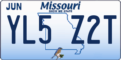 MO license plate YL5Z2T