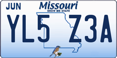MO license plate YL5Z3A