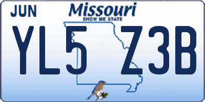 MO license plate YL5Z3B