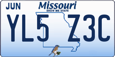 MO license plate YL5Z3C
