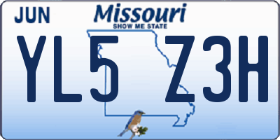 MO license plate YL5Z3H
