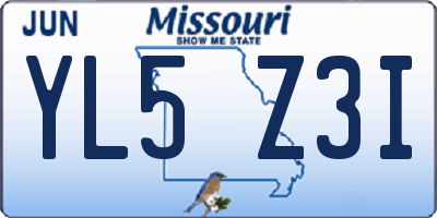 MO license plate YL5Z3I