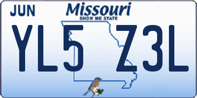 MO license plate YL5Z3L