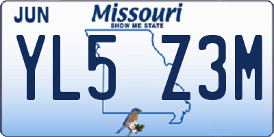 MO license plate YL5Z3M